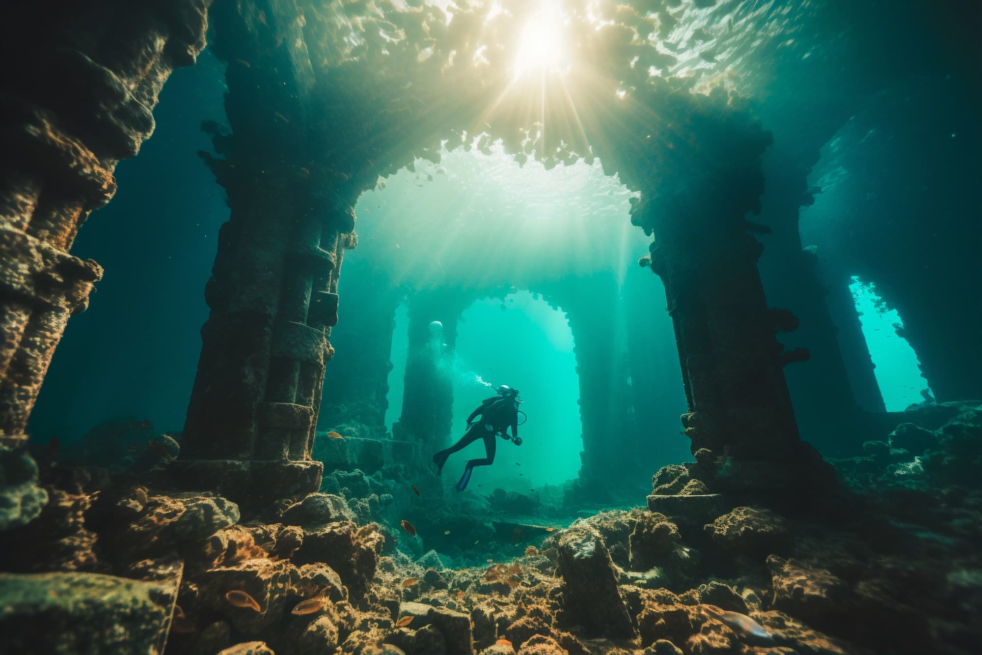 Diver exploring the reefs and wrecks of Sri Lanka